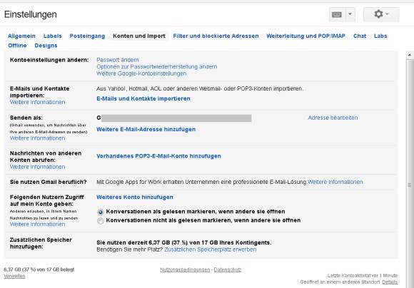Wenn das andere Mailkonto sich füllt, kann Google Mail helfen